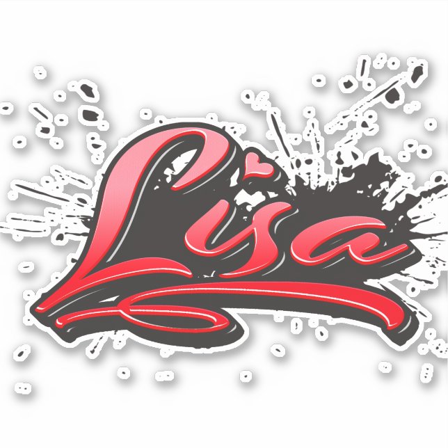 Lisa red Heart Graffiti Aufkleber Sticker (Vorderseite)