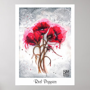 Lisa's Red Poppies Print Poster