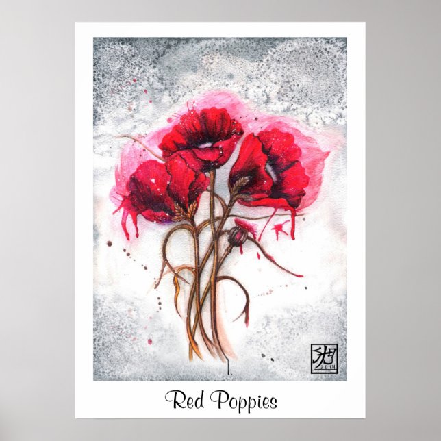 Lisa's Red Poppies Print Poster (Vorne)