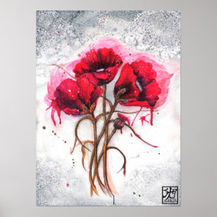 Lisas rote Mohnblumen Poster