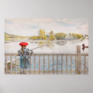 Lisbet Fishing von Carl Larsson, Vintage Fine Art Poster