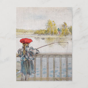 Lisbeth a Little Girl Fishing von Carl Larsson Postkarte