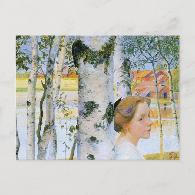 Lisbeth bei den Birch Trees Postkarte (Vorderseite)