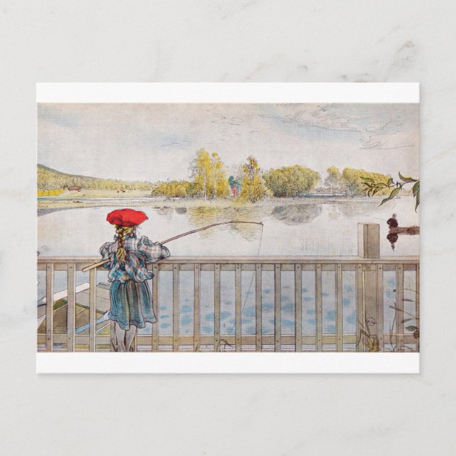 Lisbeth Fishing von Carl Larsson Postkarte (Vorderseite)