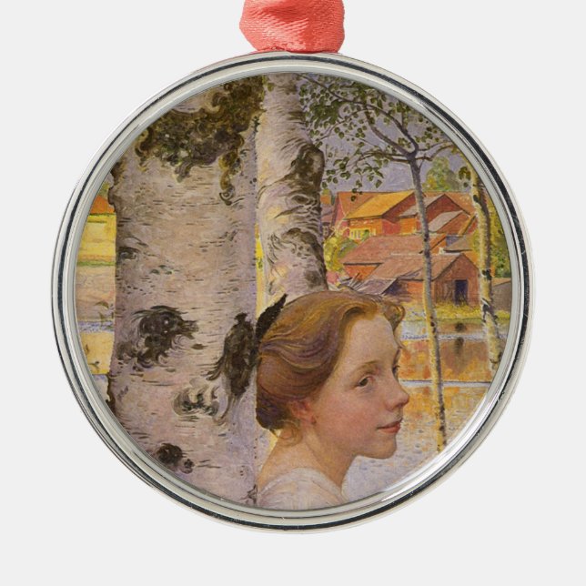Lisbeth in der Birch Grove (Schönes junges Mädchen Ornament Aus Metall (Vorne)