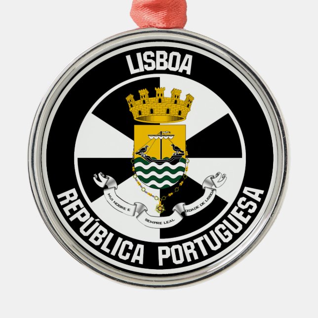 Lisboa Round Emblem Ornament Aus Metall (Vorne)