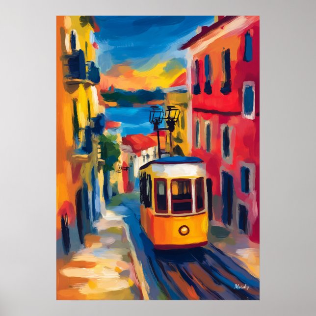 Lisbon Fauvist Cityscape, Alfama Colorful Portugal Poster (Vorne)