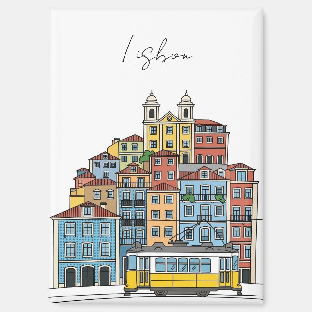 Lisbon Portugal Pantheon Alfama Illustration Magnet (Vorderseite)