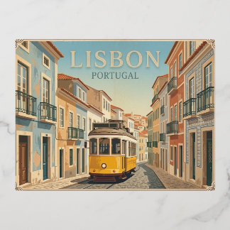 Lisbon Portugal Vintage Travel Postcard Folien Feiertagspostkarte