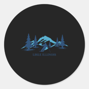 Lisle Illinois Ski Resort Skifahrer Runder Aufkleber
