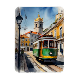 Lissabon Aquarellkunst Magnet