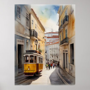 Lissabon Aquarellkunst Poster