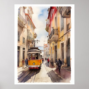 Lissabon Aquarellkunst Poster