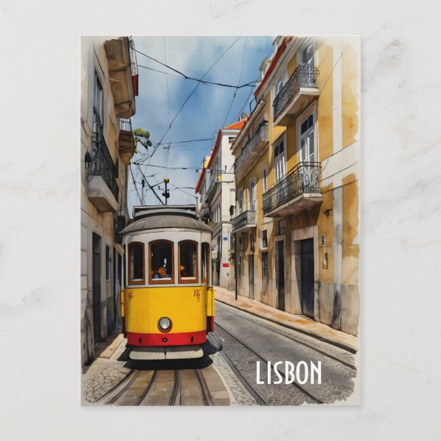 Lissabon Aquarellkunst Postkarte (Vorderseite)