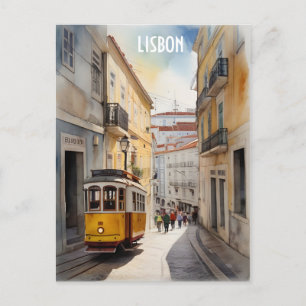 Lissabon Aquarellkunst Postkarte