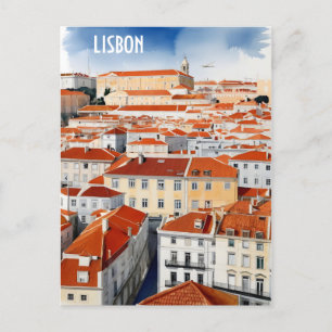 Lissabon Aquarellkunst Postkarte