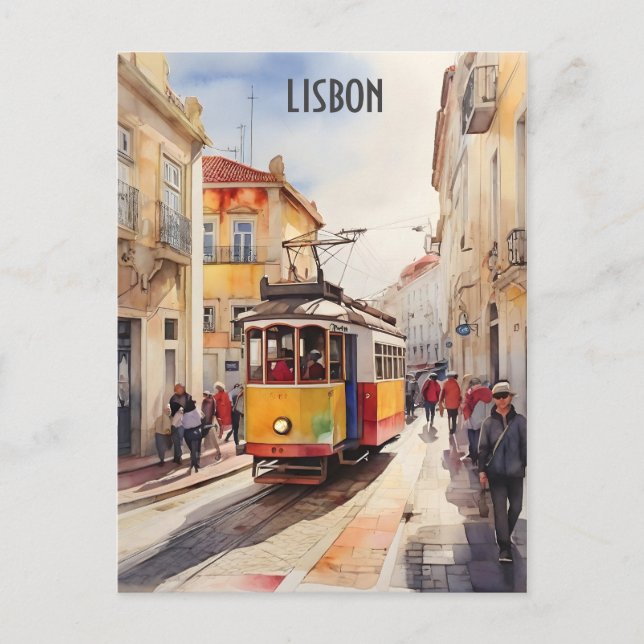 Lissabon Aquarellkunst Postkarte (Vorderseite)