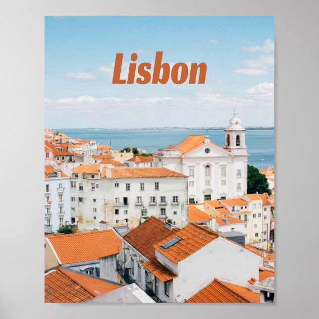 Lissabon Atlantische Strände Rote Dächer Poster (Vorne)