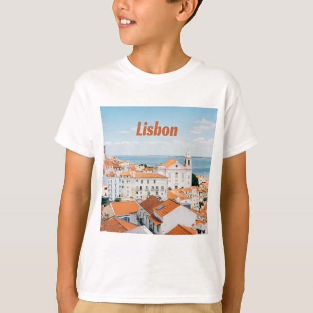 Lissabon Atlantische Strände Rote Dächer T-Shirt (Vorderseite)