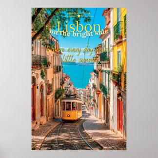 Lissabon auf der Sonnenseite Gelber Straßenbahn Sz Poster