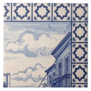 Lissabon Azulejo-Wandfliese 2 von 6 oben rechts Fliese