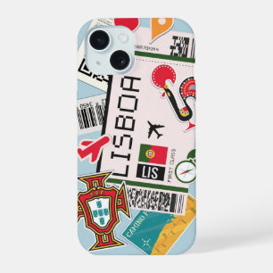 Lissabon Bordkarte iPhone 15 Hülle