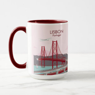 Lissabon Brücke über den Tejo Fluss im Vintage-Sti Tasse