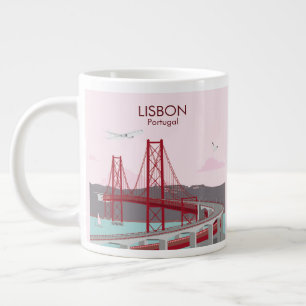 Lissabon-Brücke über den Tejo im Vintage-Stil Jumbo-Tasse