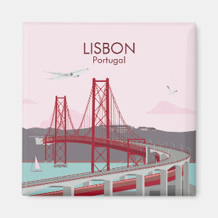 Lissabon-Brücke über den Tejo im Vintage-Stil Magnet