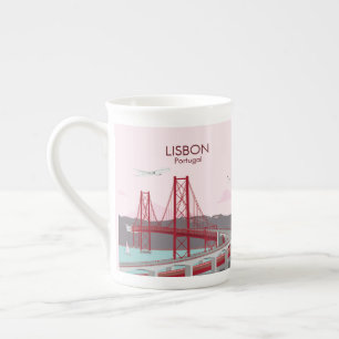 Lissabon-Brücke über den Tejo im Vintage-Stil Prozellantasse