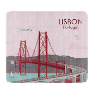 Lissabon-Brücke über den Tejo im Vintage-Stil Schneidebrett