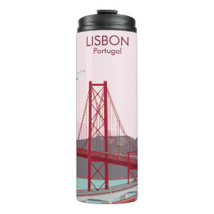 Lissabon-Brücke über den Tejo im Vintage-Stil Thermosbecher