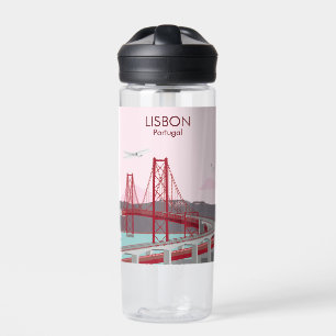 Lissabon-Brücke über den Tejo im Vintage-Stil Trinkflasche