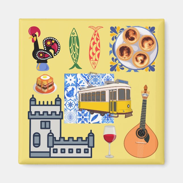 Lissabon City Symbole Magnet (Vorne)