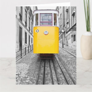 Lissabon Elevador da Gloria Gelbe Straßenbahn. Fot Dankeskarte