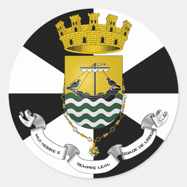 Lissabon-Flagge, Portugal Runder Aufkleber (Vorderseite)
