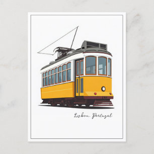 Lissabon Gelbe Straßenbahn Postkarte