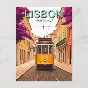 Lissabon Gelbe Straßenbahn Postkarte