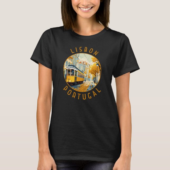 Lissabon Gelbe Straßenbahn Retro gestört T-Shirt (Vorderseite)