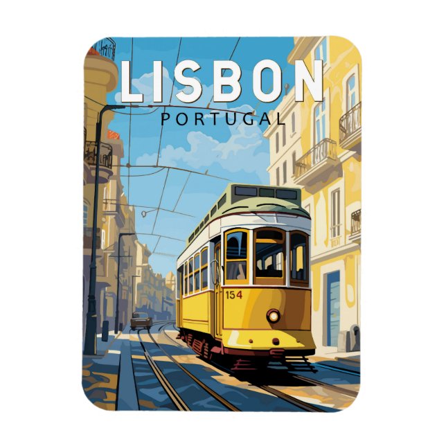 Lissabon Gelbe Straßenbahn Vintag Magnet (Vertikal)