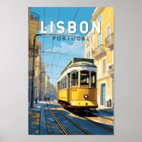 Lissabon Gelbe Straßenbahn Vintag