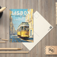 Lissabon Gelbe Straßenbahn Vintag