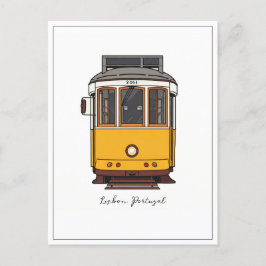 Lissabon Gelbe Straßenbahnvorderansicht Postkarte