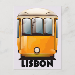 Lissabon gelbes Straßenbahn-Reiseplakat Postkarte