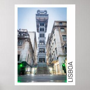 Lissabon in Portugal mit Retro-Aufzug-Souvenir Poster