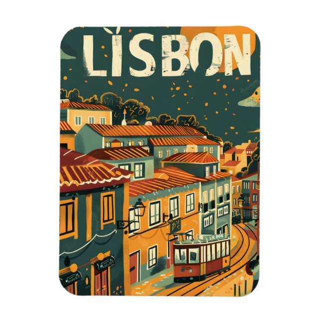Lissabon Jahrgang Reise und Kunst Magnet (Vertikal)