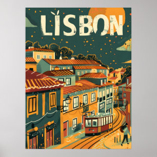 Lissabon Jahrgang Reise und Kunst Poster