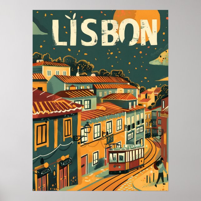 Lissabon Jahrgang Reise und Kunst Poster (Vorne)