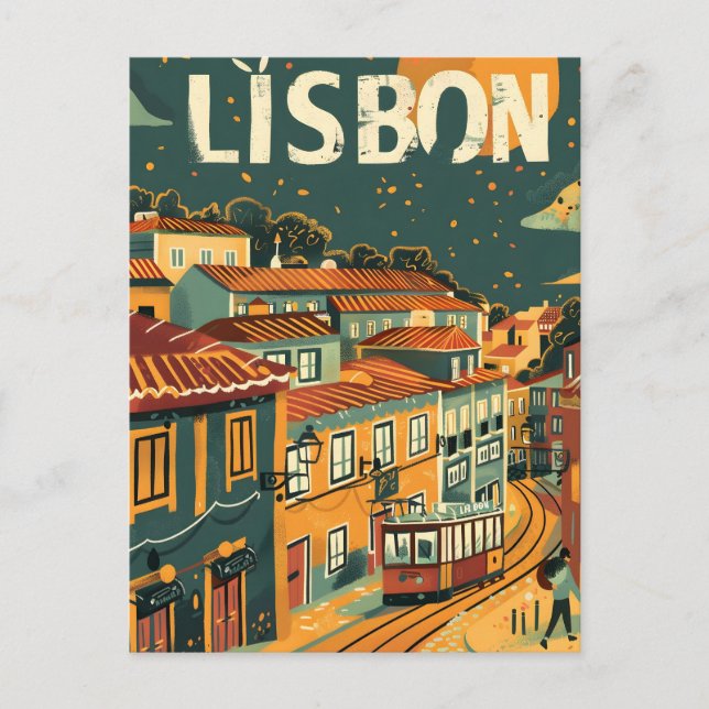 Lissabon Jahrgang Reise und Kunst Postkarte (Vorderseite)