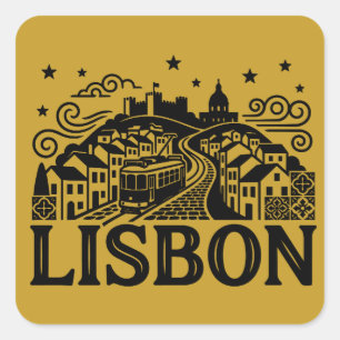 Lissabon Lisboa Portugal Minimalistische Reise Quadratischer Aufkleber